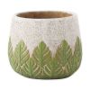 Accent Plus Cement Flower Pot Set - Green Leaves