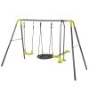 3 in 1 Metal Swing Set for Backyard, Heavy Duty A-Frame, Height Adjustment