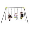 3 in 1 Metal Swing Set for Backyard, Heavy Duty A-Frame, Height Adjustment