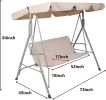 Bosonshop 3 Person Outdoor Porch Patio Swing Chair with Stand and Waterproof Canopy All Weather Resistant Swing Bench, Beige