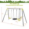 3 in 1 Metal Swing Set for Backyard, Heavy Duty A-Frame, Height Adjustment