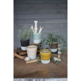 Set Of Five Ceramic Pots - One Each Color