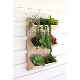 Triple Wooden Wall Planter