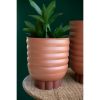 Set Of Two Painted Ribbed Metal Planters